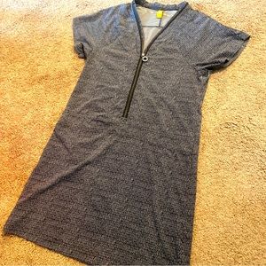 Lole womens black & gray print dress Sz XS zip up a line nwot